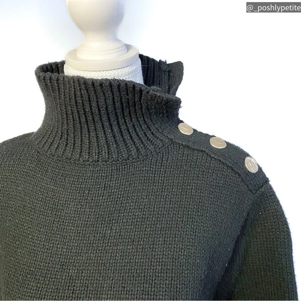 Zara knit small black mock  neck button sweater - Picture 8 of 16